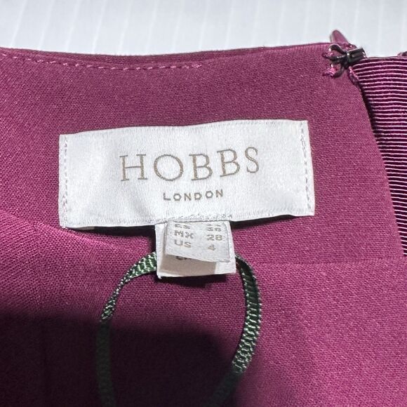 Hobbs London Leonora Dress Midi Long Sleeve warm plum Modest US Size 4 NWT - Picture 7 of 14